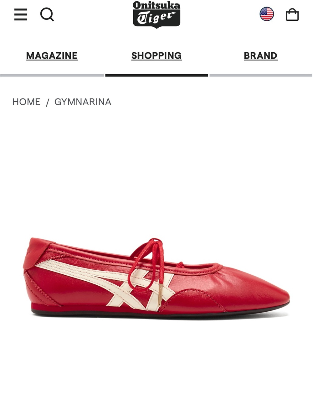 Onitsuka Tiger Red Gymnarina Ballet Flats - Picture 7 of 9